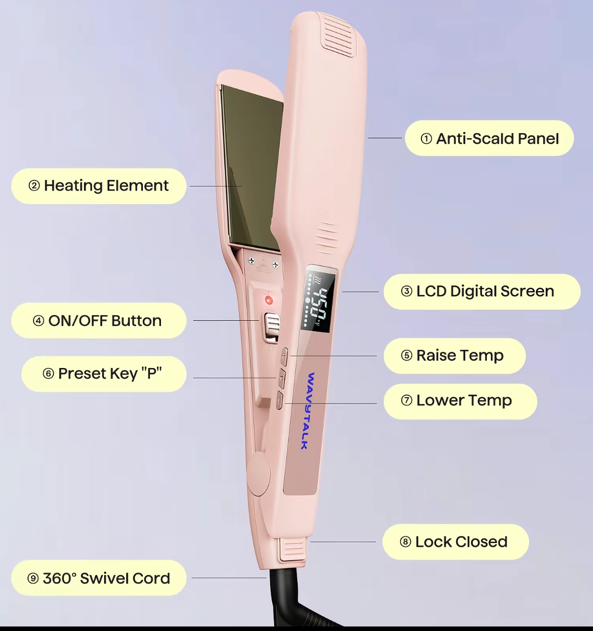 Wavytalk Hair Straightener 1.75 Inch for Effortless Straightening